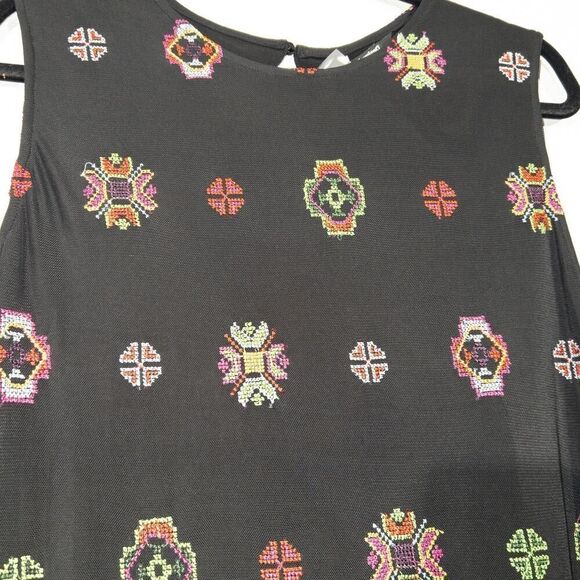 NWT Desigual Black Embroidered Shift Dress Size 46 / 12 US - Picture 4 of 11
